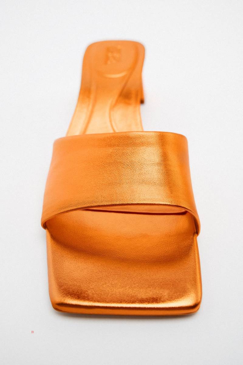 ZARA LOW-HEEL Sandaler Dam Orange | KNDYT-1289