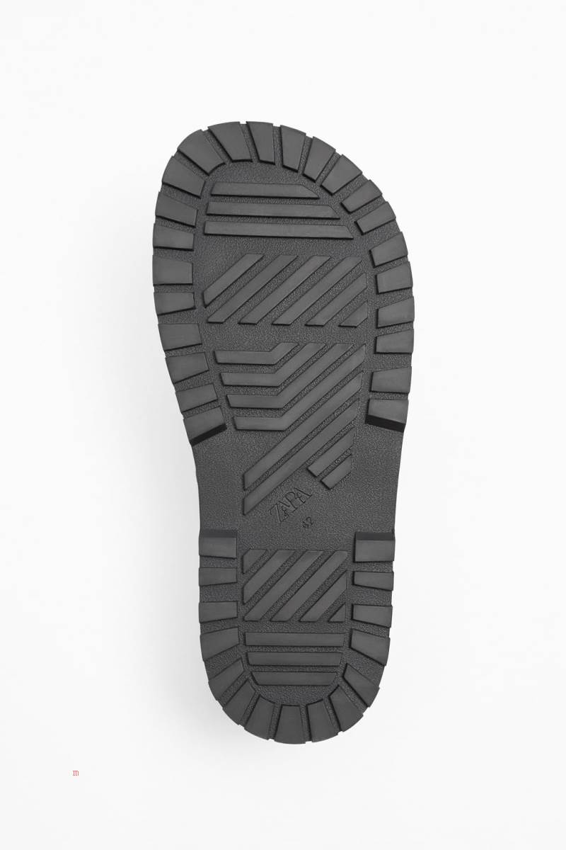 ZARA Läder cage Sandaler Herr Svarta | RLHVQ-7850