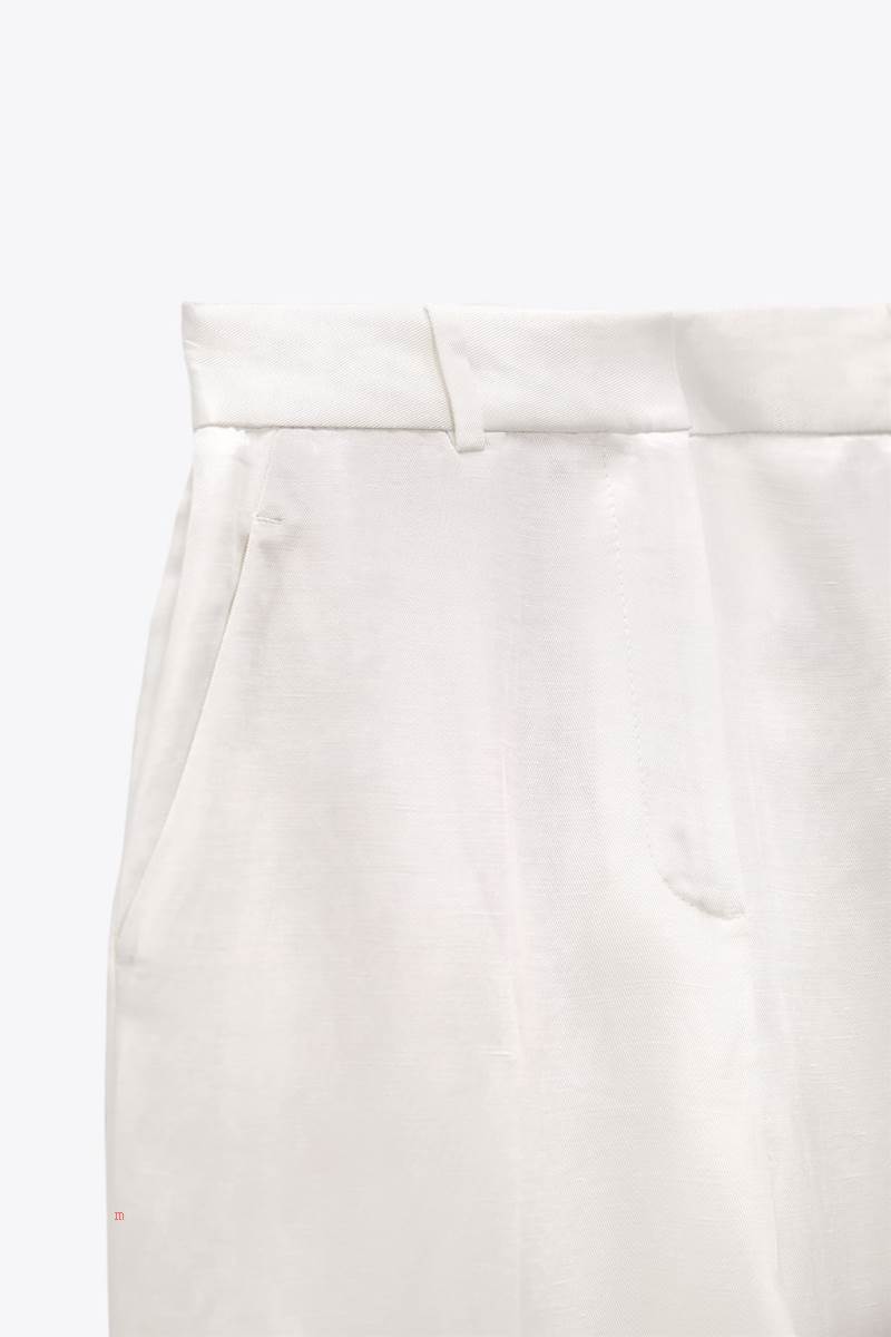 ZARA MASCULINE SATIN Byxor Dam Vita | NZDFQ-4709