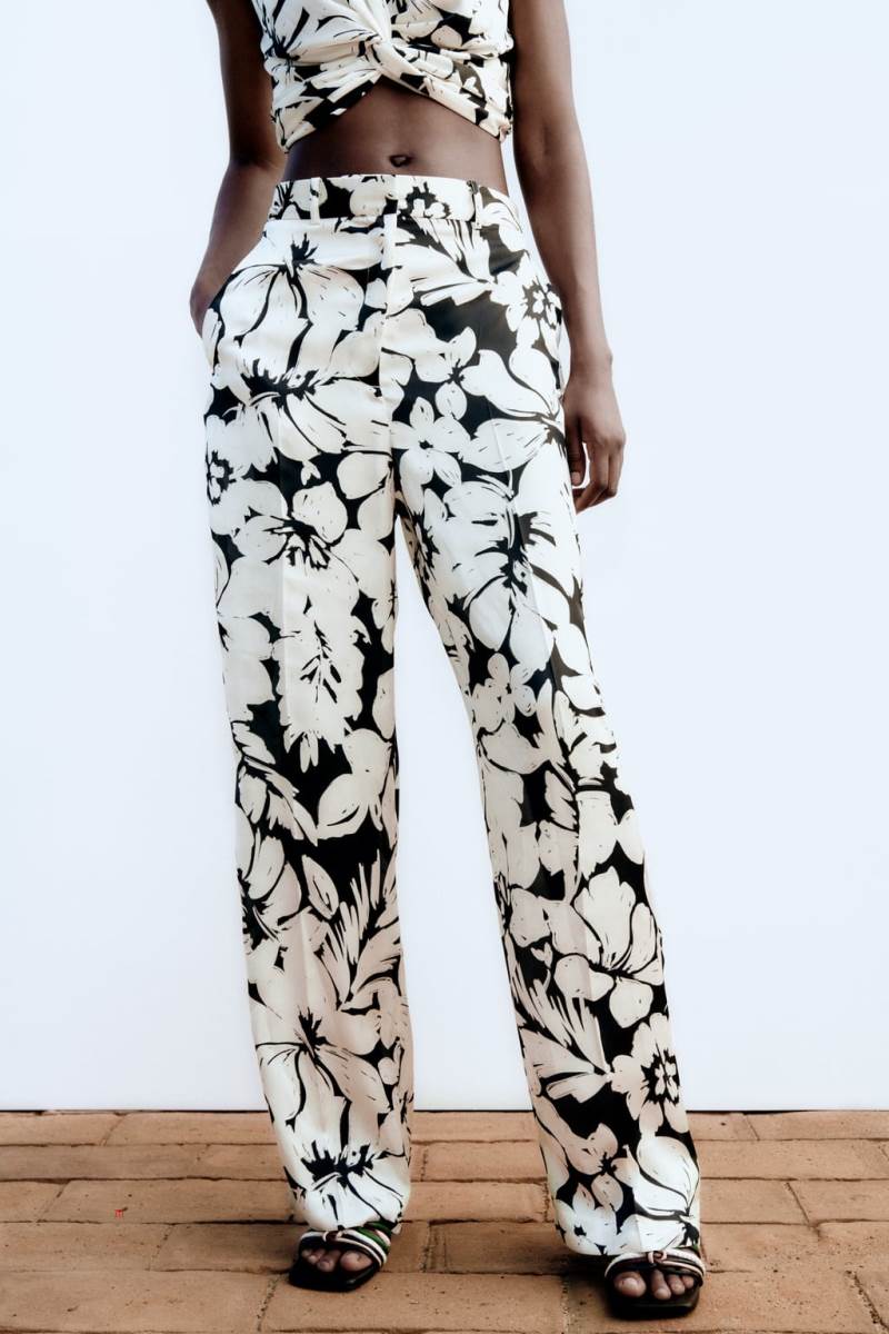 ZARA MASCULINE WITH A TROPICAL PRINT Byxor Dam Svarta | UFEYR-3409