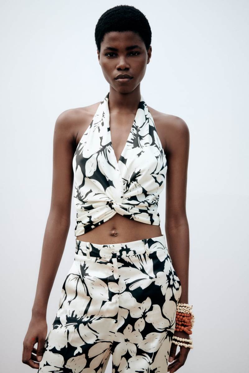ZARA MASCULINE WITH A TROPICAL PRINT Byxor Dam Svarta | UFEYR-3409