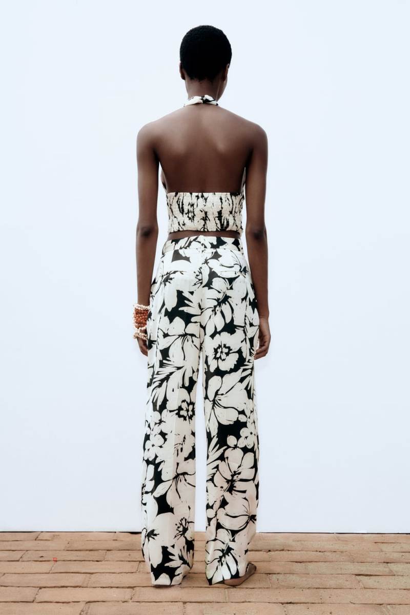 ZARA MASCULINE WITH A TROPICAL PRINT Byxor Dam Svarta | UFEYR-3409