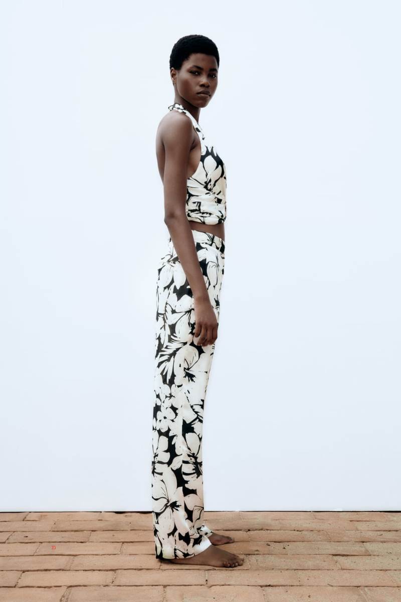 ZARA MASCULINE WITH A TROPICAL PRINT Byxor Dam Svarta | UFEYR-3409