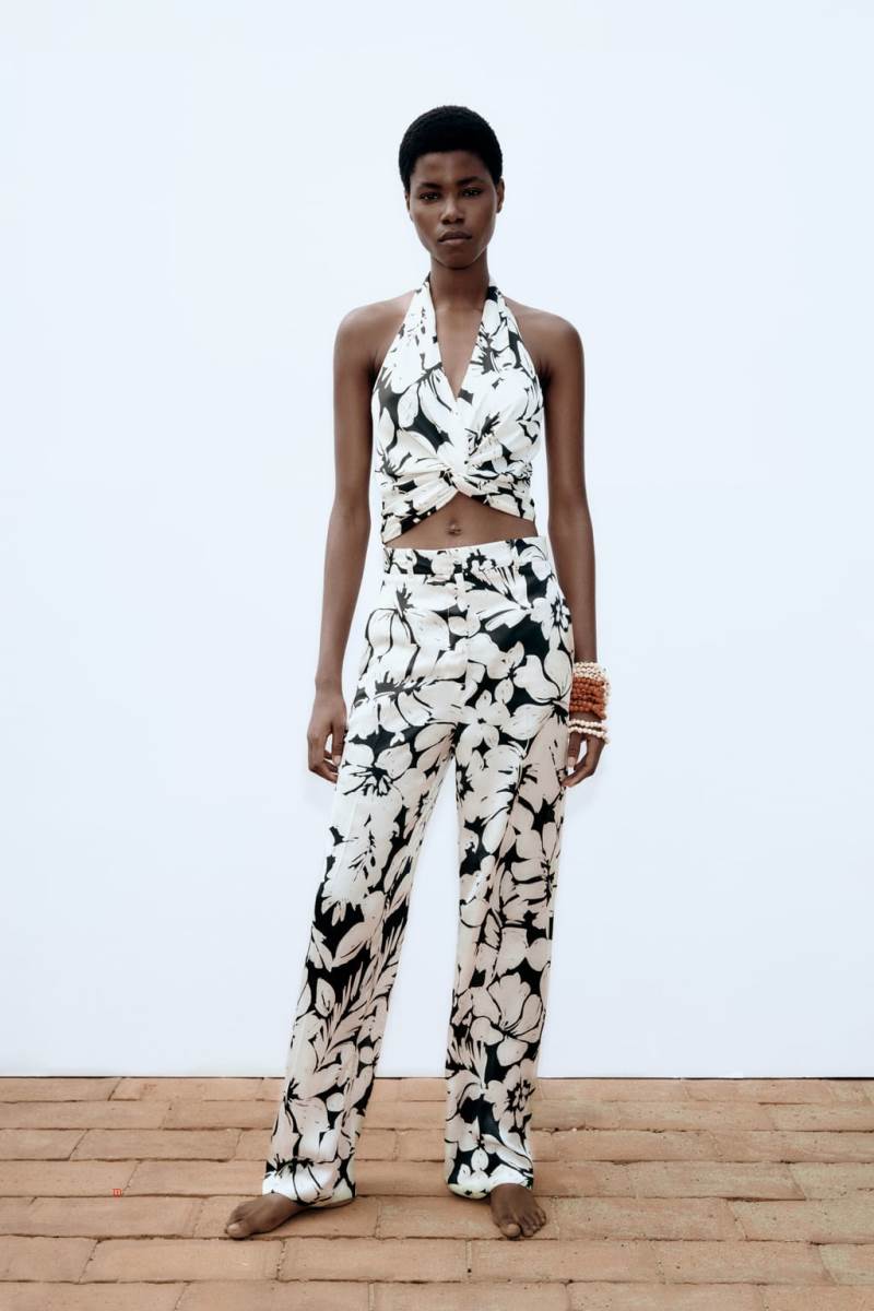 ZARA MASCULINE WITH A TROPICAL PRINT Byxor Dam Svarta | UFEYR-3409