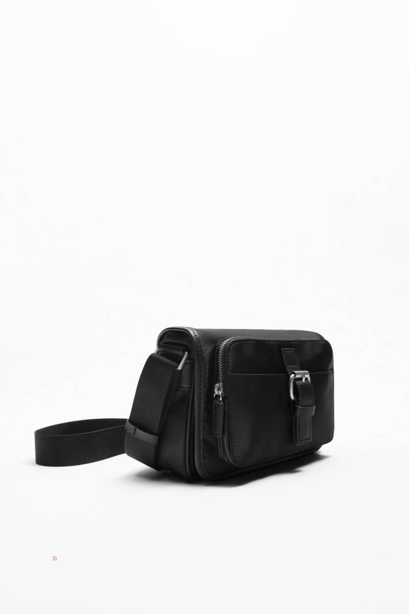 ZARA MATCHING NYLON Crossbody Väska Herr Svarta | TWRQM-4170