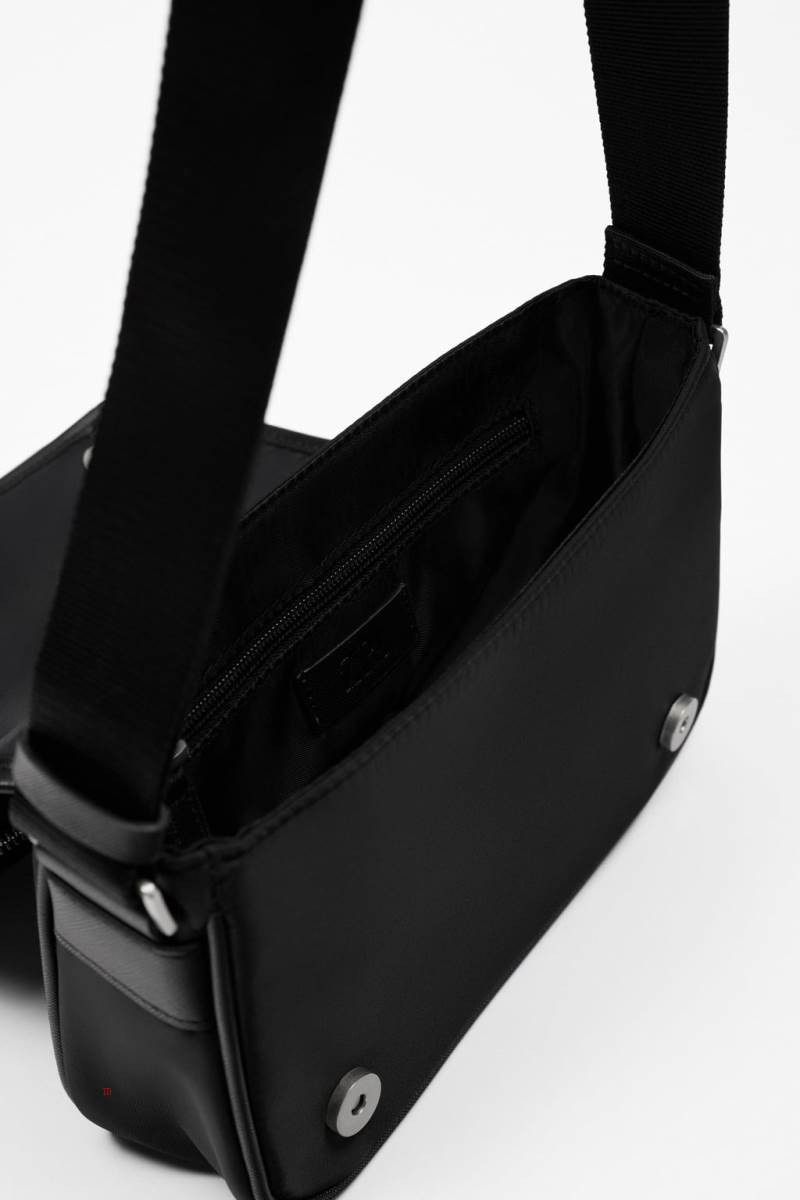 ZARA MATCHING NYLON Crossbody Väska Herr Svarta | TWRQM-4170