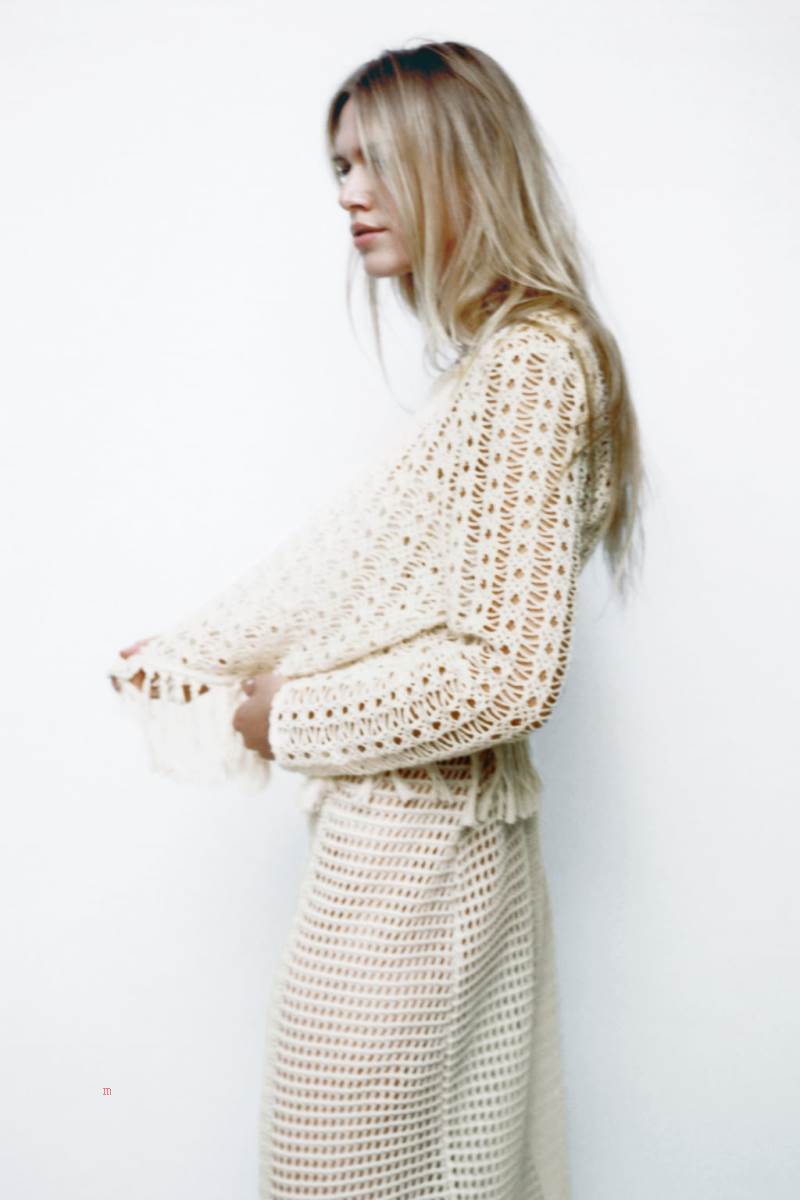 ZARA MESH WITH FRINGING Tröjor Dam Bruna | HQKEG-4127