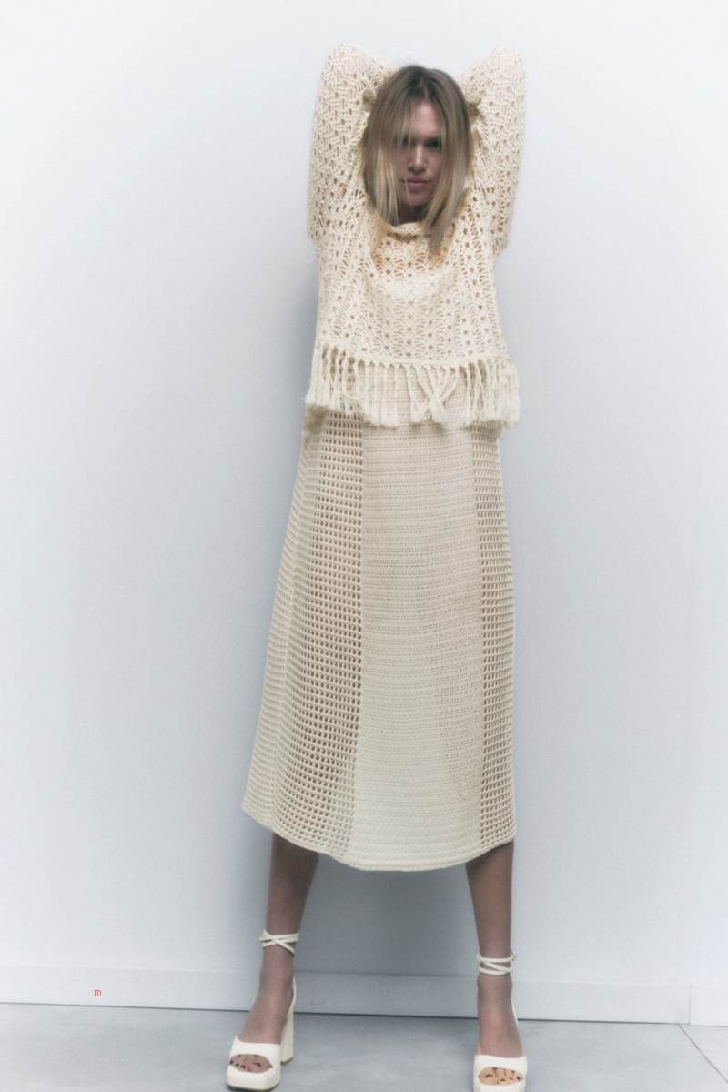 ZARA MESH WITH FRINGING Tröjor Dam Bruna | HQKEG-4127