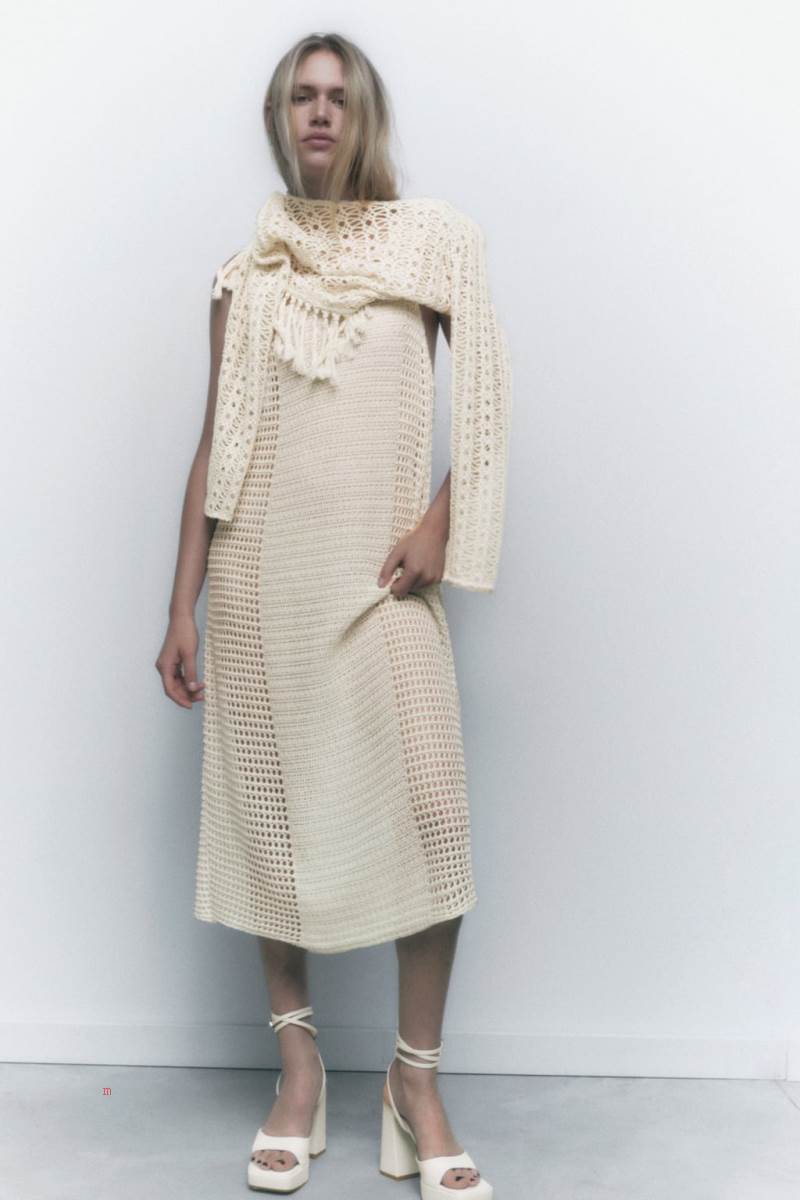 ZARA MESH WITH FRINGING Tröjor Dam Bruna | HQKEG-4127