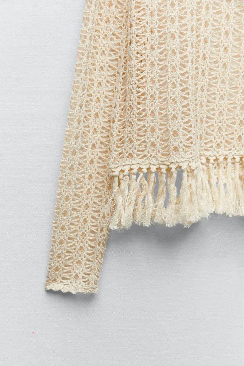 ZARA MESH WITH FRINGING Tröjor Dam Bruna | HQKEG-4127