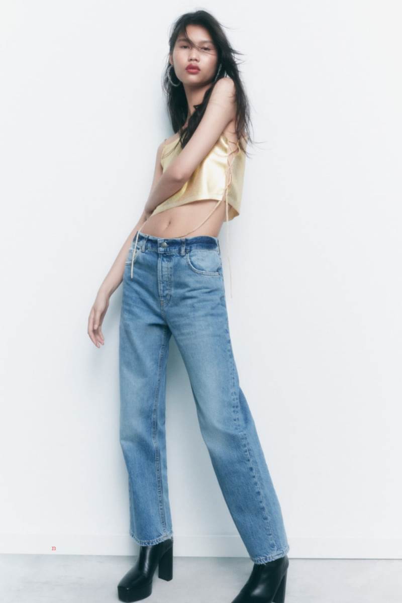 ZARA METALLIC KNIT TOP Crop Top Dam Guld | UXYQF-9280