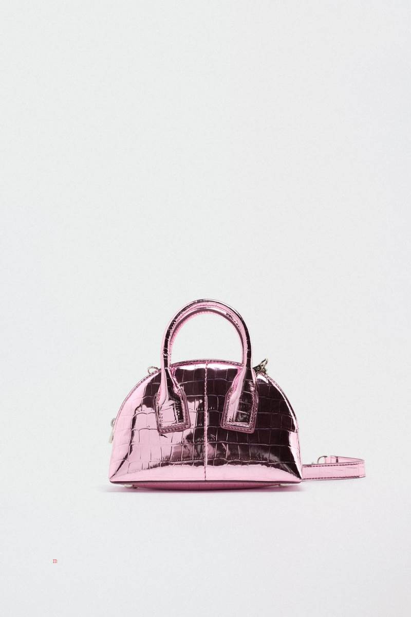 ZARA METALLIC Mini Väska Dam Rosa | BCXZE-6524