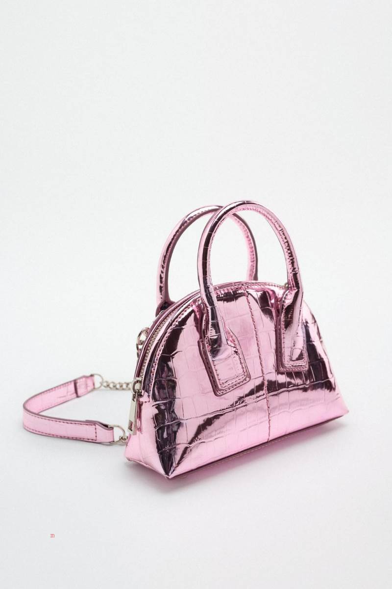 ZARA METALLIC Mini Väska Dam Rosa | BCXZE-6524