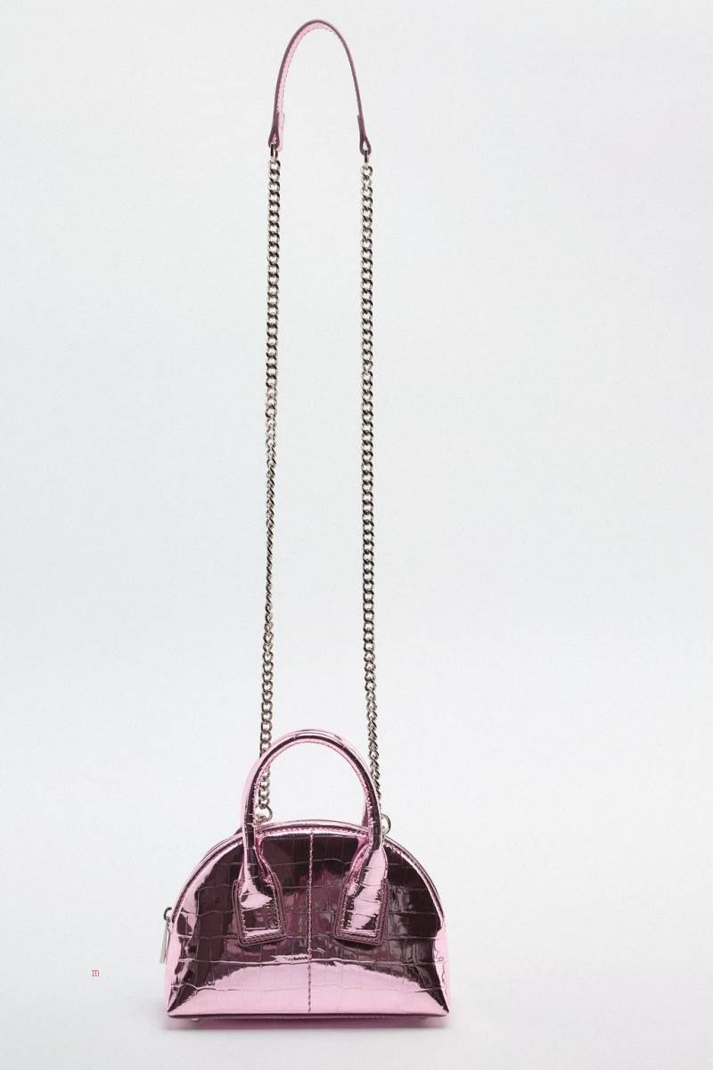 ZARA METALLIC Mini Väska Dam Rosa | BCXZE-6524