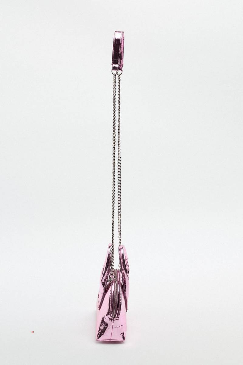 ZARA METALLIC Mini Väska Dam Rosa | BCXZE-6524
