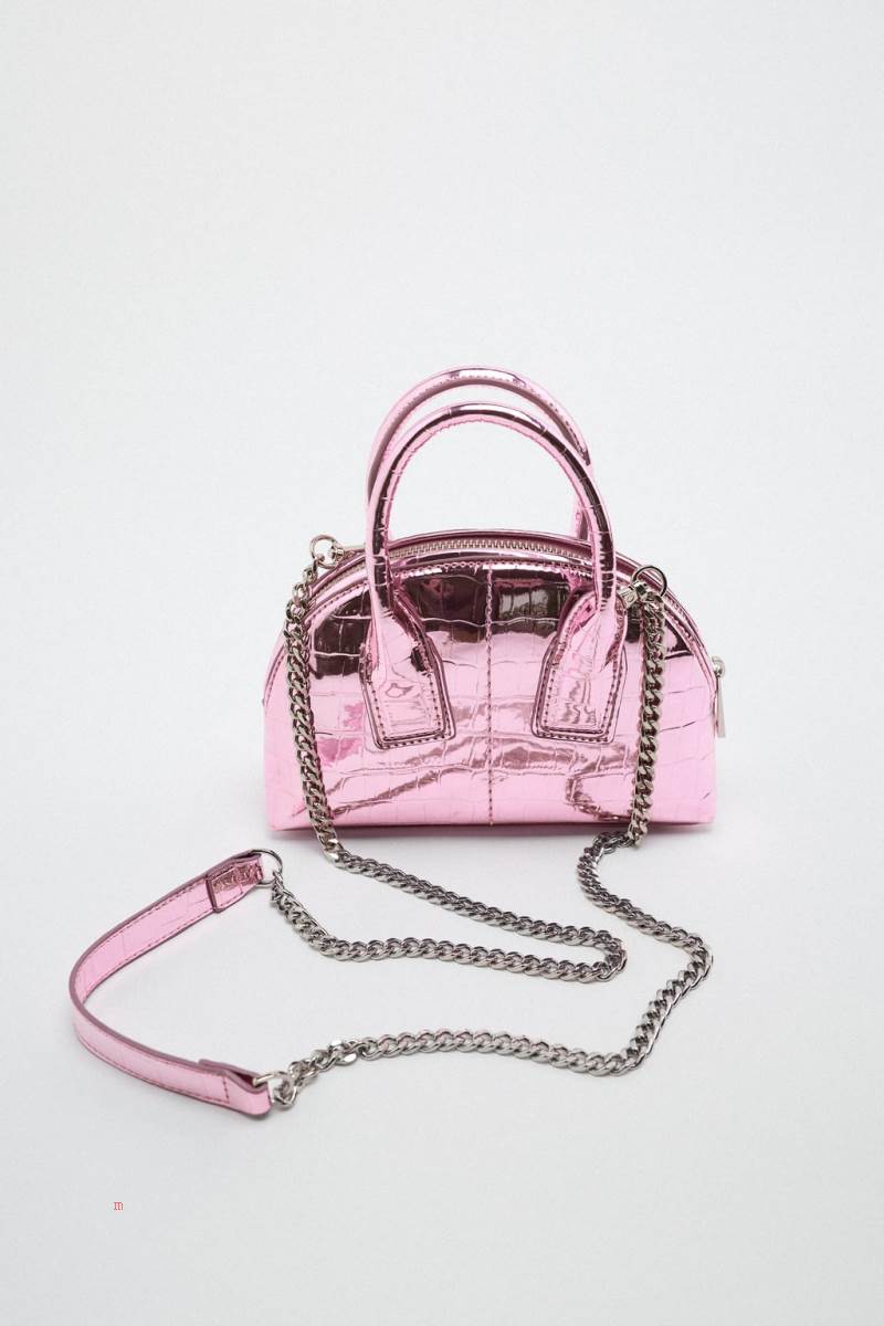 ZARA METALLIC Mini Väska Dam Rosa | BCXZE-6524
