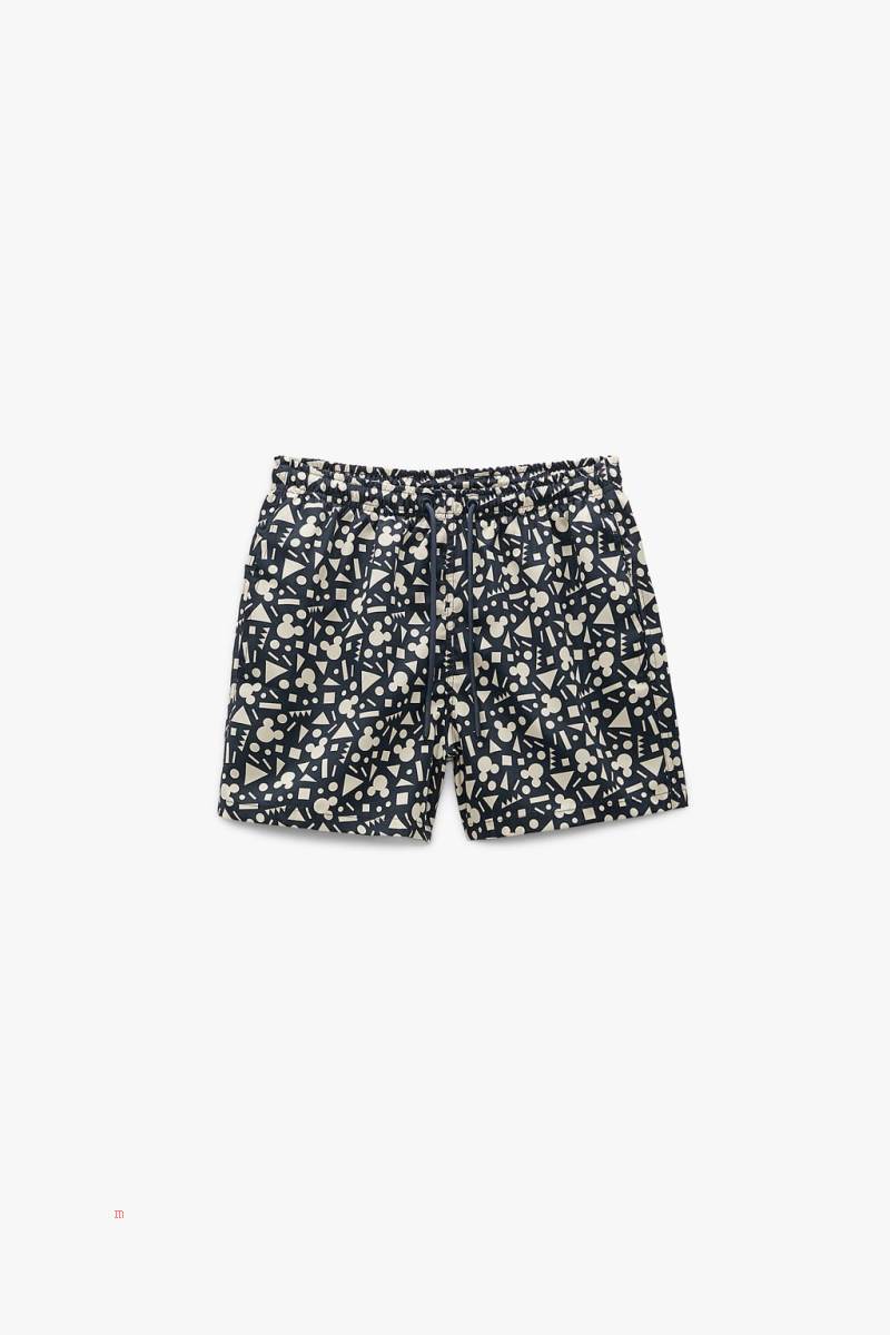 ZARA MICKEY MOUSE © DISNEY PRINT SWIMMING TRUNKS Badkläder Herr Svarta | AMWHN-5398