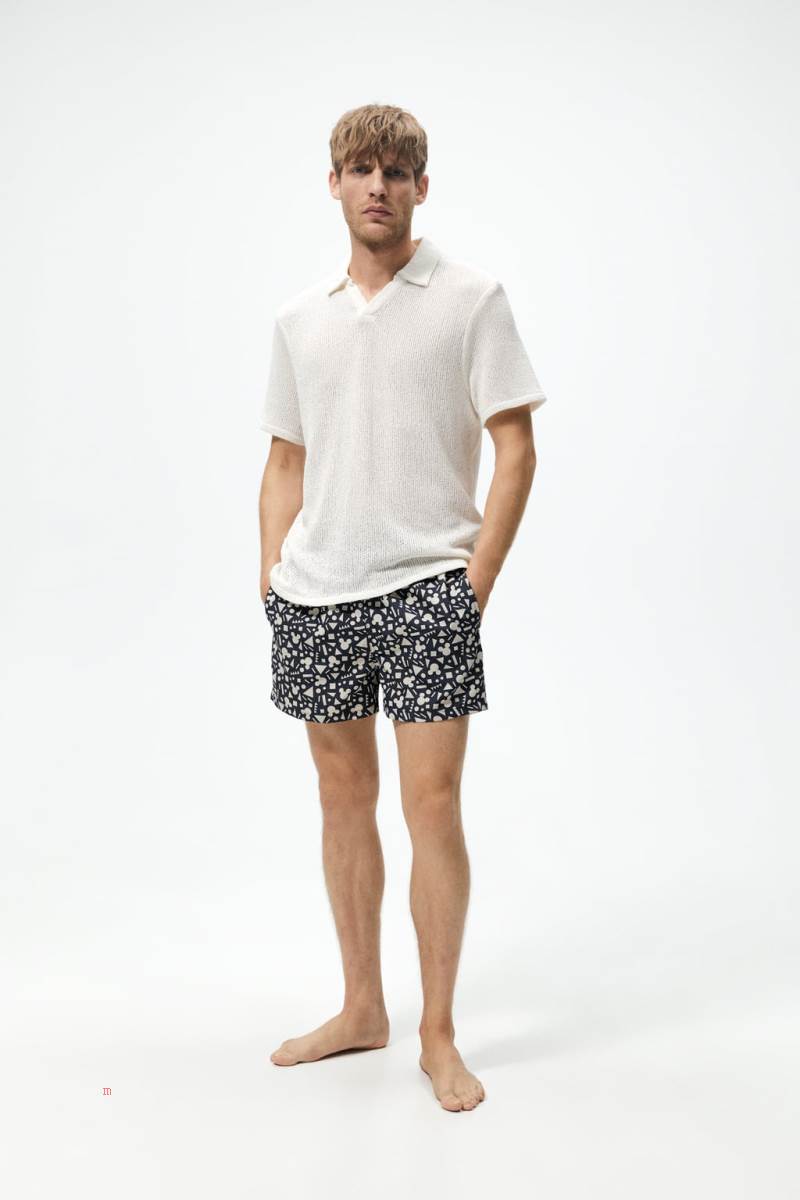 ZARA MICKEY MOUSE © DISNEY PRINT SWIMMING TRUNKS Badkläder Herr Svarta | AMWHN-5398