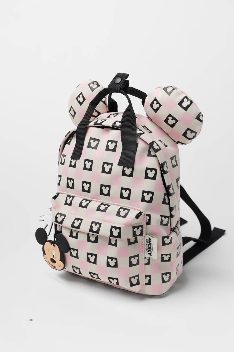 ZARA MICKEY MOUSE ® DISNEY CHEQUERED Ryggsäck Tjej Rosa | JORIA-2693