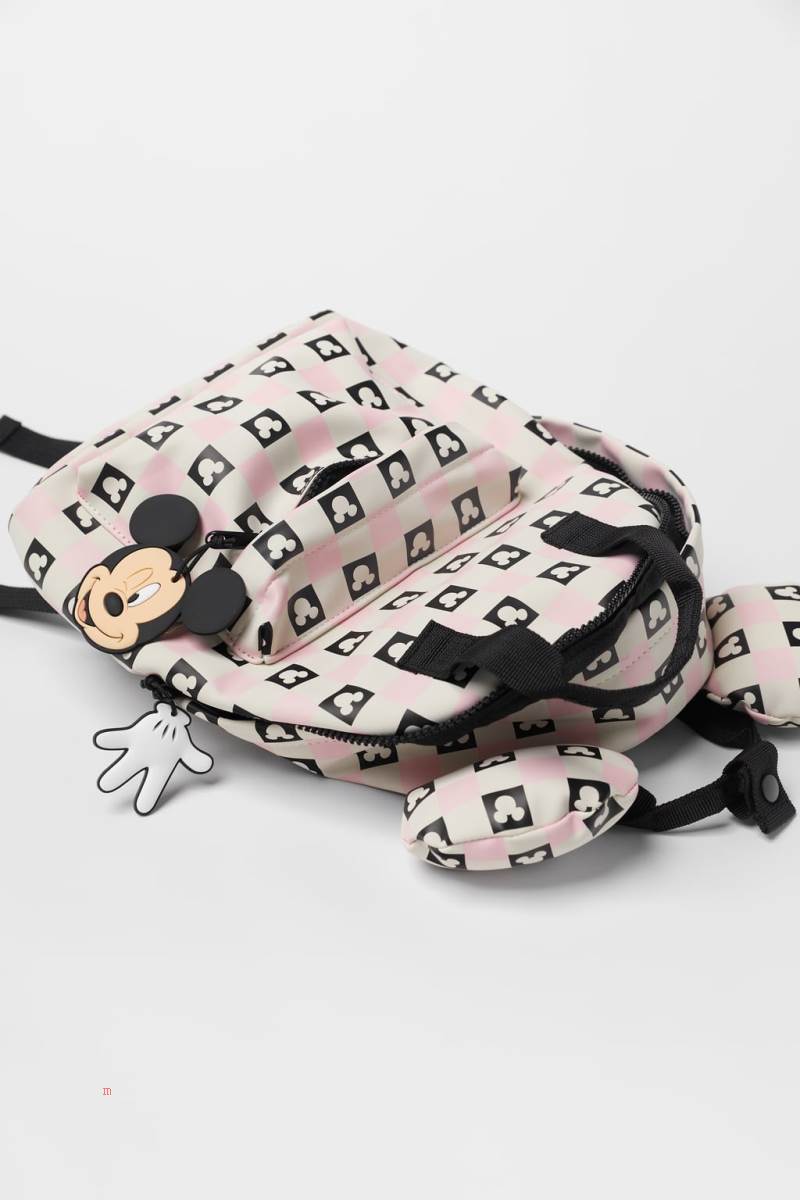 ZARA MICKEY MOUSE ® DISNEY CHEQUERED Ryggsäck Tjej Rosa | JORIA-2693