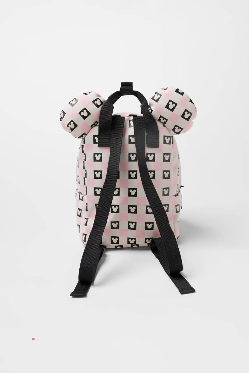 ZARA MICKEY MOUSE ® DISNEY CHEQUERED Ryggsäck Tjej Rosa | JORIA-2693