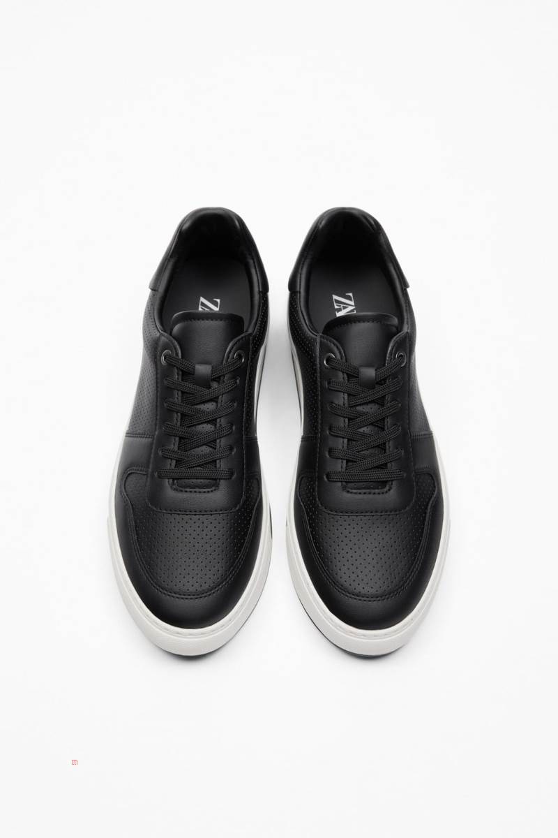 ZARA MICRO-PERFORATED PLIMSOLLS Träningsskor Herr Svarta | OWNKJ-8695