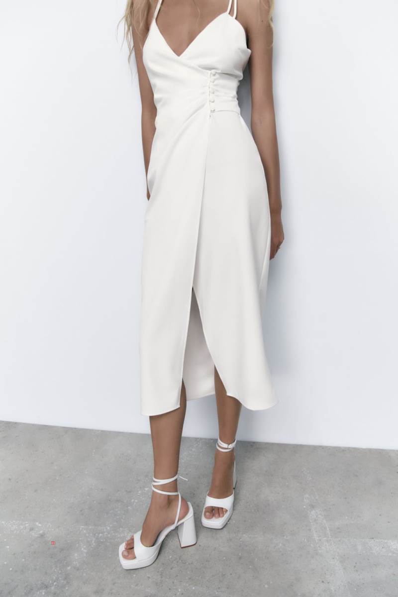 ZARA MIDI CAMI Klänning Dam Vita | CJZGY-0734