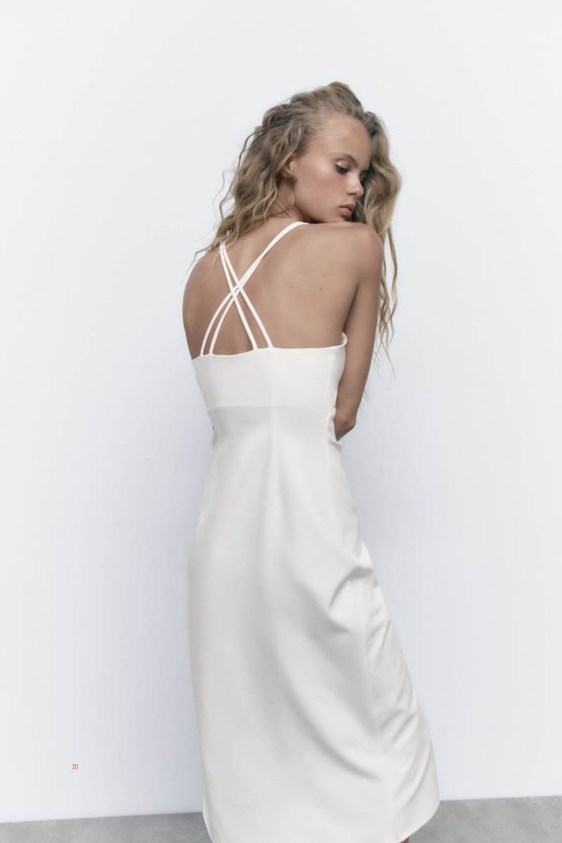 ZARA MIDI CAMI Klänning Dam Vita | CJZGY-0734