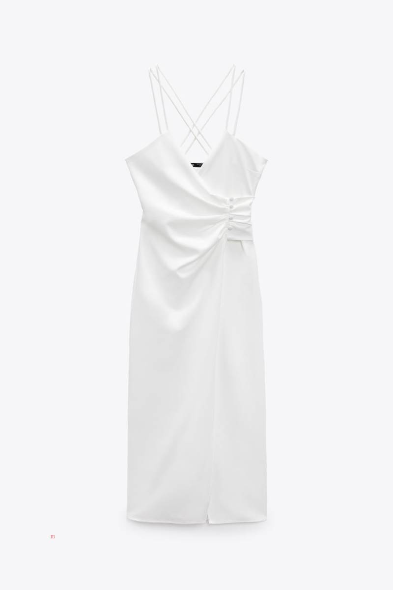 ZARA MIDI CAMI Klänning Dam Vita | CJZGY-0734