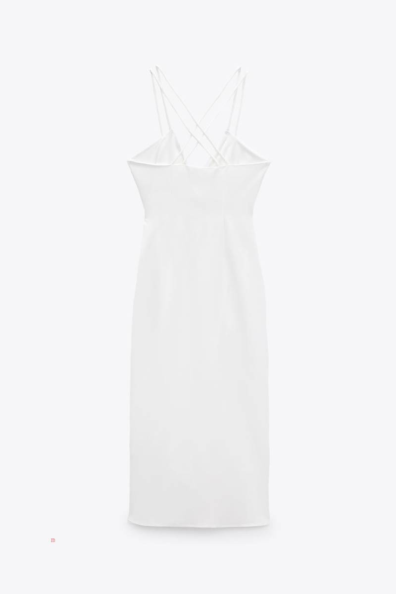 ZARA MIDI CAMI Klänning Dam Vita | CJZGY-0734