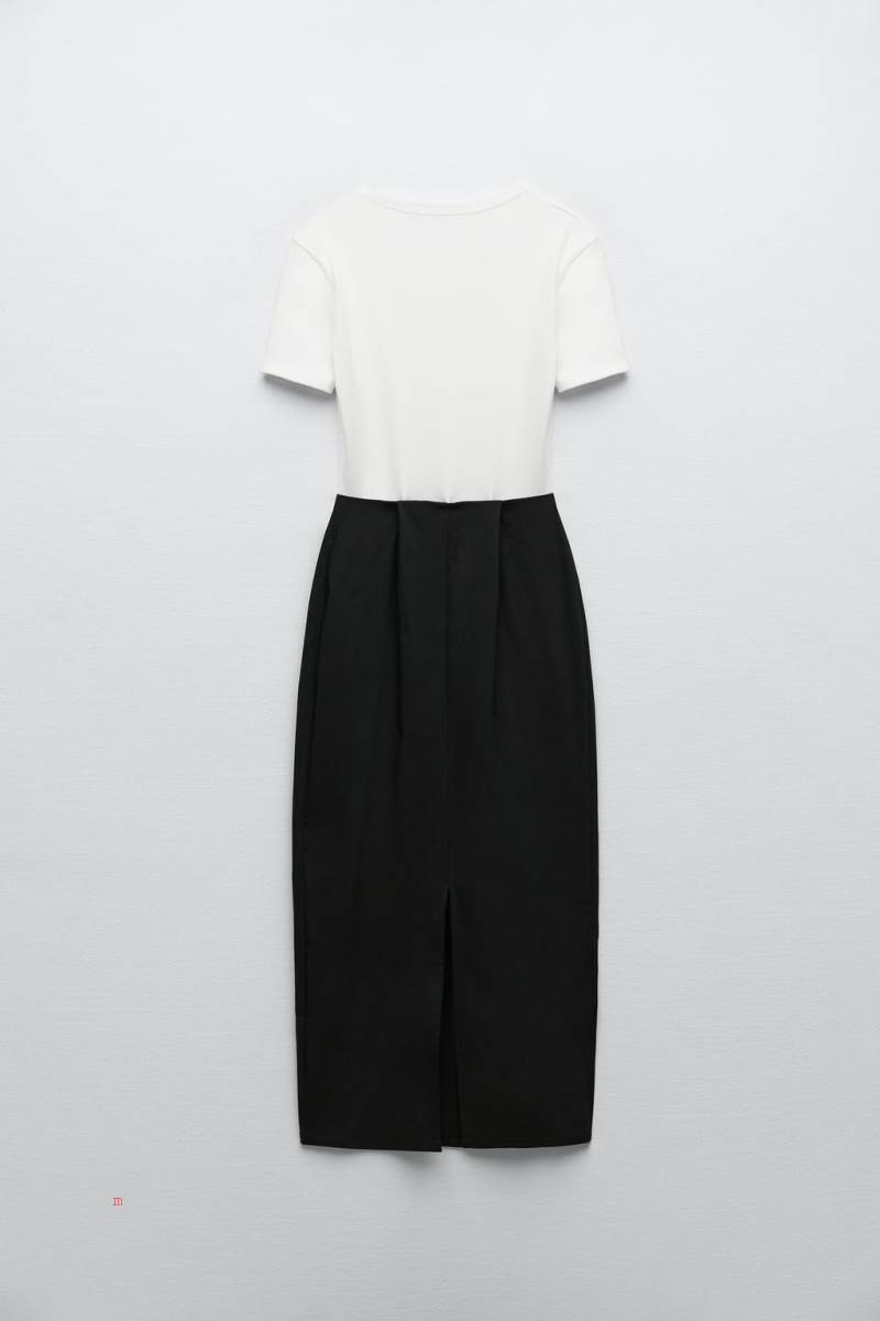 ZARA MIDI Klänning Dam Svarta Vita | MPVXI-4593