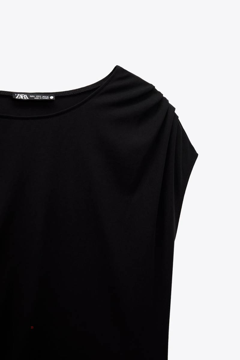 ZARA MIDI WITH DRAPED DETAIL Klänning Dam Svarta | SKLDB-0127