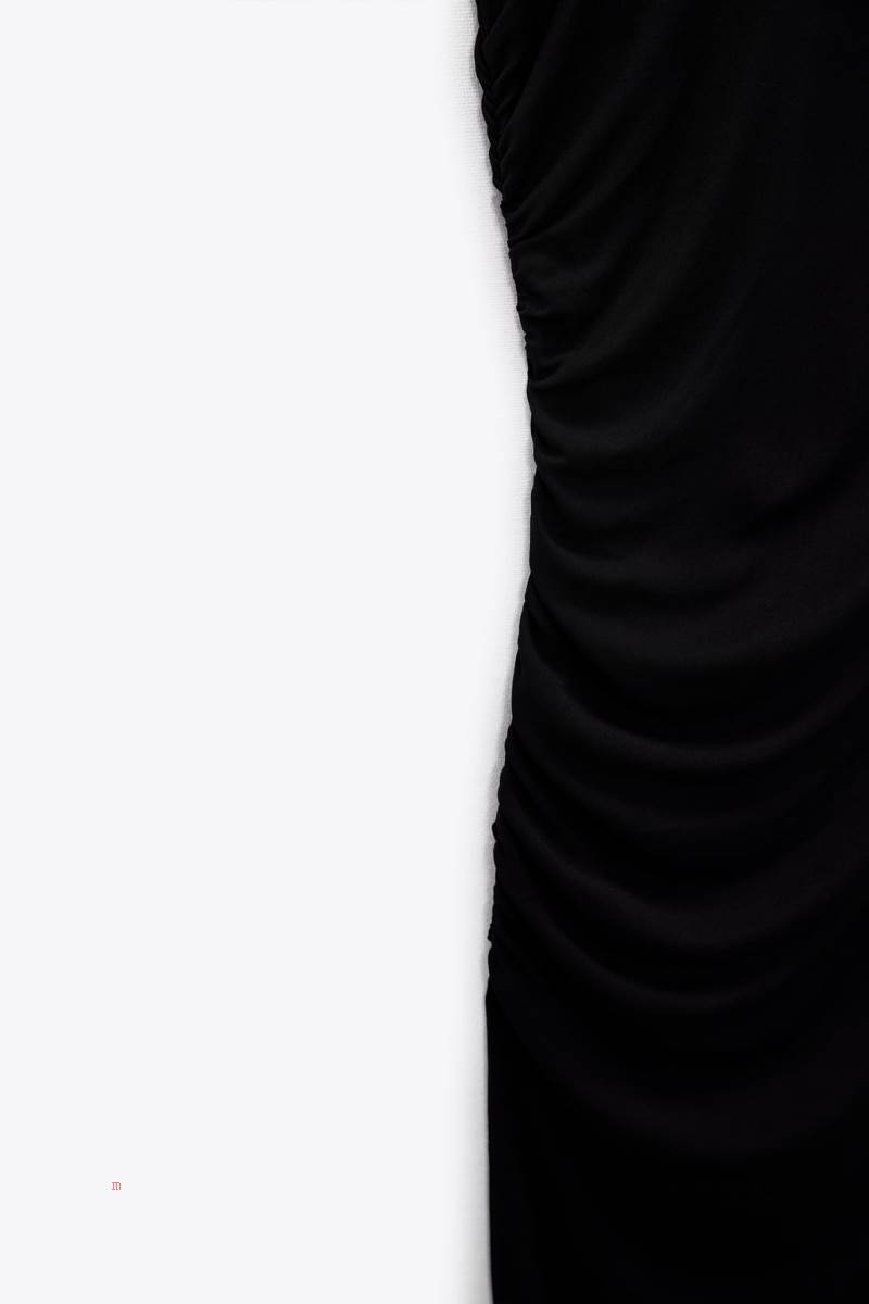 ZARA MIDI WITH DRAPED DETAIL Klänning Dam Svarta | SKLDB-0127