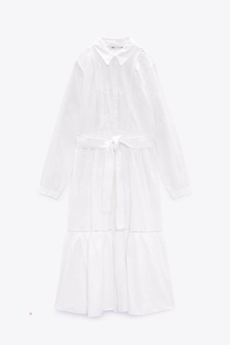 ZARA MIDI WITH EMBELLISHED DETAIL Klänning Dam Vita | LTIWG-6841
