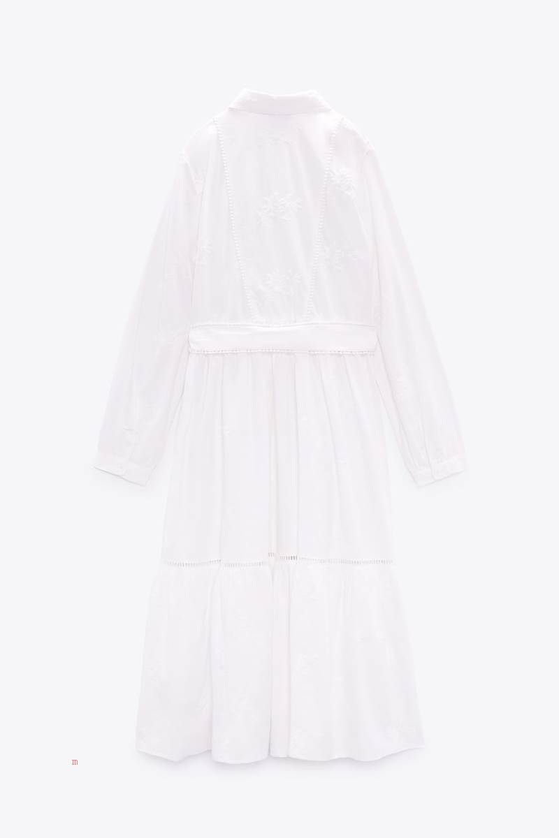 ZARA MIDI WITH EMBELLISHED DETAIL Klänning Dam Vita | LTIWG-6841