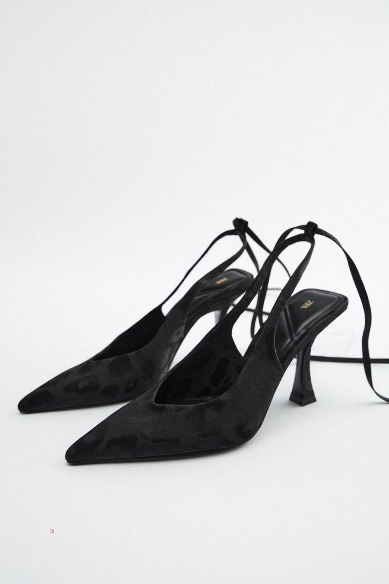 ZARA MID-HEEL SLINGBACK Högklackade Skor Dam Svarta | YKUVX-0948