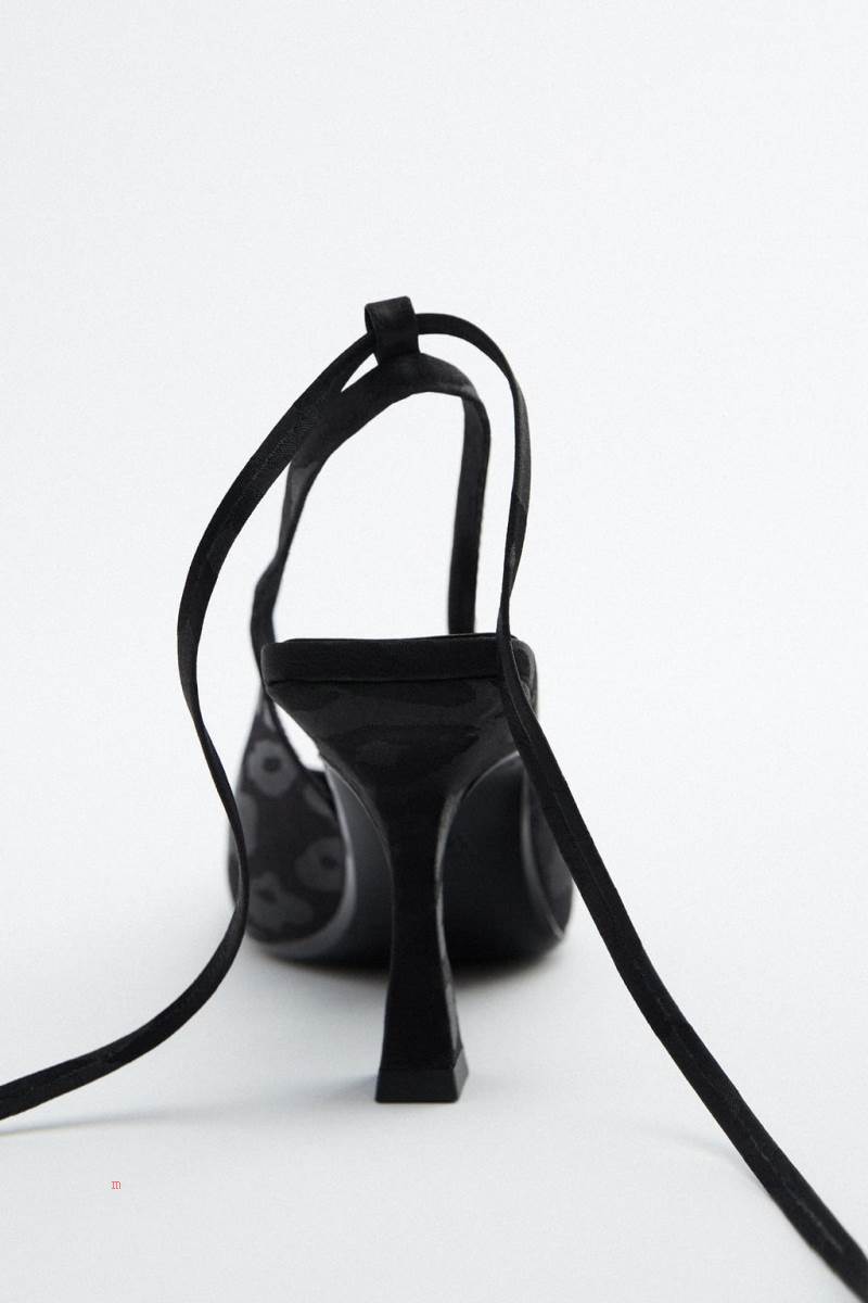 ZARA MID-HEEL SLINGBACK Högklackade Skor Dam Svarta | YKUVX-0948