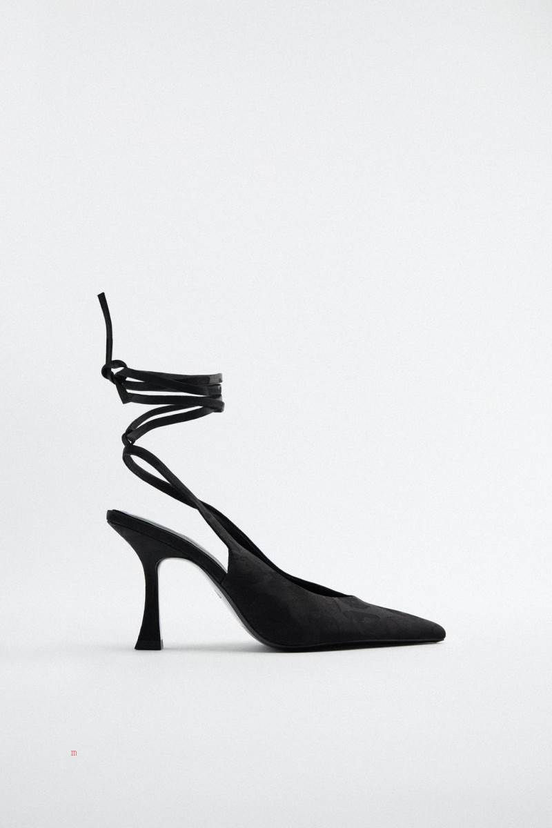 ZARA MID-HEEL SLINGBACK Högklackade Skor Dam Svarta | YKUVX-0948