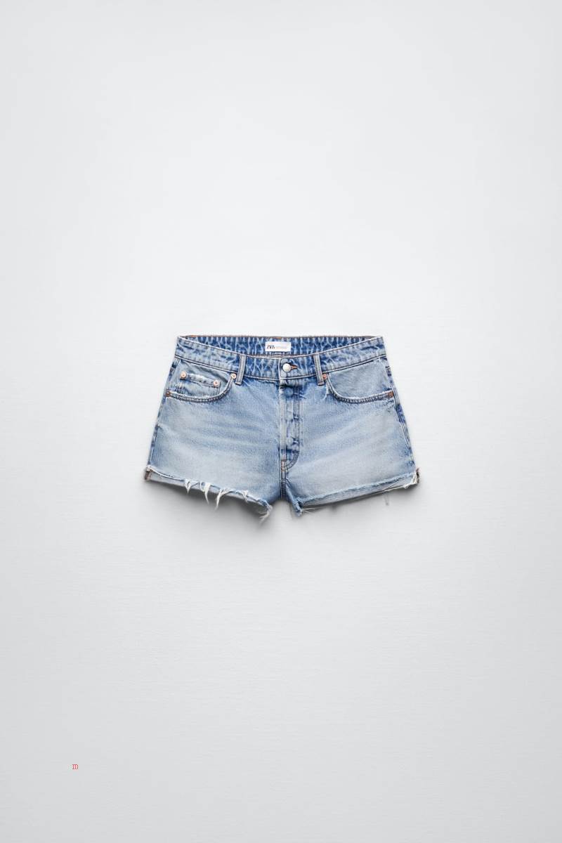 ZARA MID-RISE DENIM Shorts Dam Ljusblå | BVWCM-6582