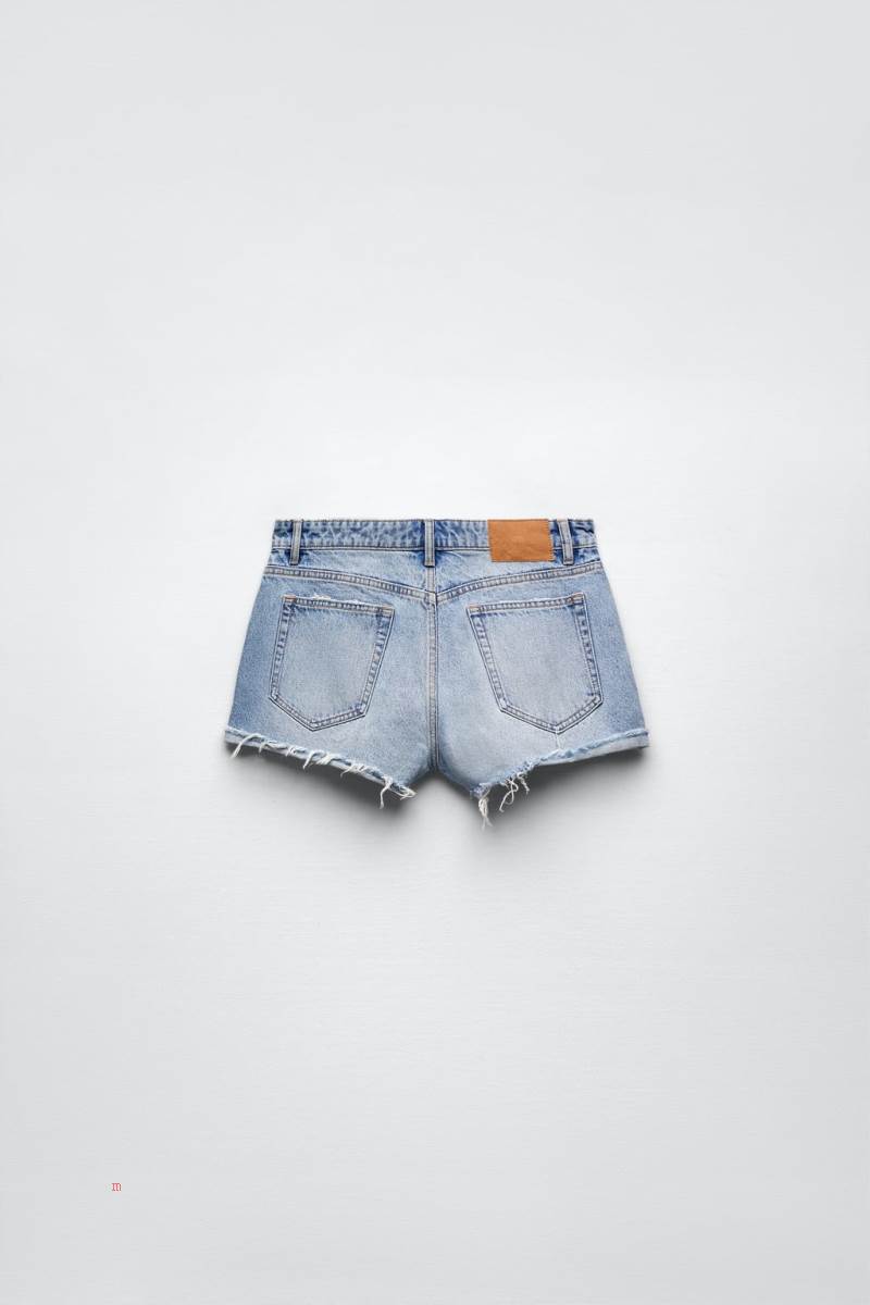 ZARA MID-RISE DENIM Shorts Dam Ljusblå | BVWCM-6582