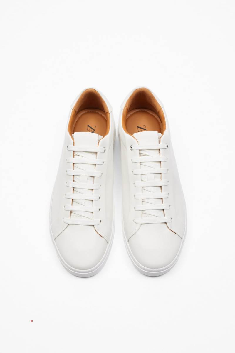 ZARA MINIMALIST LACE-UP Träningsskor Herr Vita | FQXKM-1724