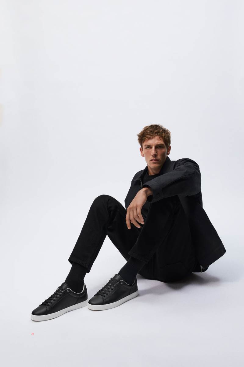 ZARA MINIMALIST LACE-UP Träningsskor Herr Svarta | WGPCF-5940