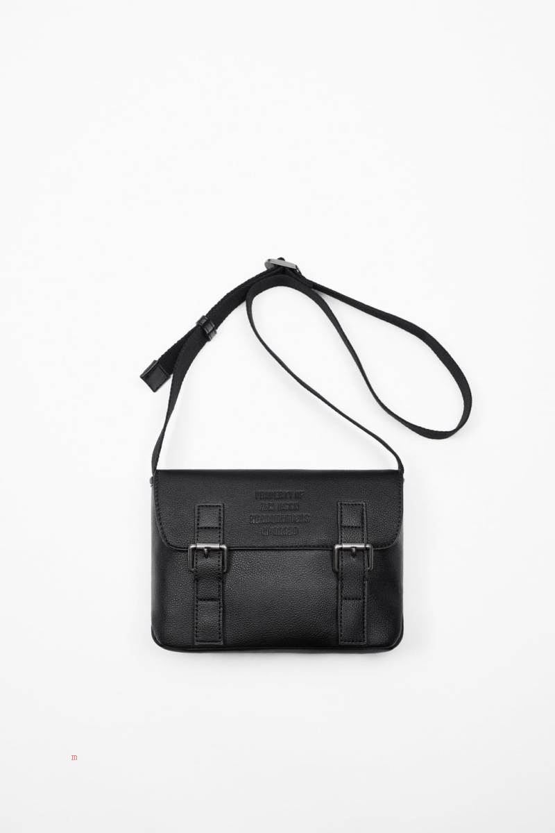 ZARA MINIMALIST WITH FLAP Crossbody Väska Herr Svarta | VEKDS-7164
