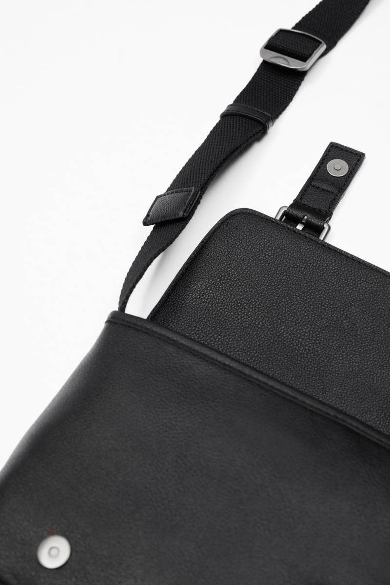 ZARA MINIMALIST WITH FLAP Crossbody Väska Herr Svarta | VEKDS-7164