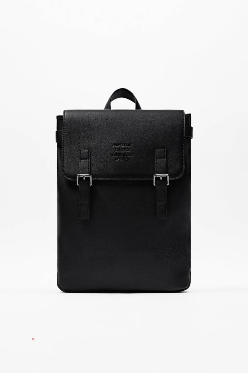 ZARA MINIMALIST WITH FLAP Ryggsäck Herr Svarta | POVAJ-8651