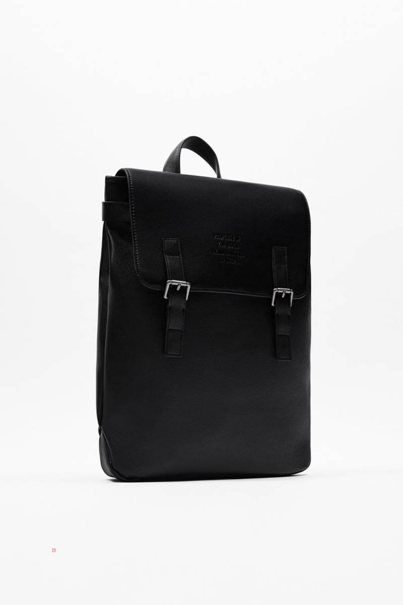 ZARA MINIMALIST WITH FLAP Ryggsäck Herr Svarta | POVAJ-8651