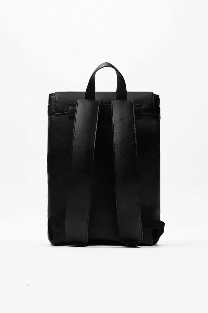 ZARA MINIMALIST WITH FLAP Ryggsäck Herr Svarta | POVAJ-8651