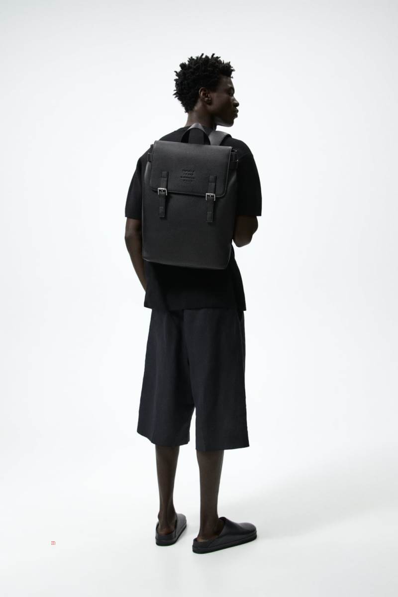 ZARA MINIMALIST WITH FLAP Ryggsäck Herr Svarta | POVAJ-8651