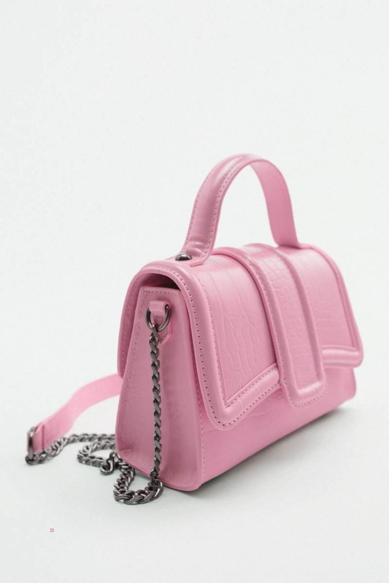 ZARA MINI CITY BAG Crossbody Väska Dam Rosa | FAYXM-3182