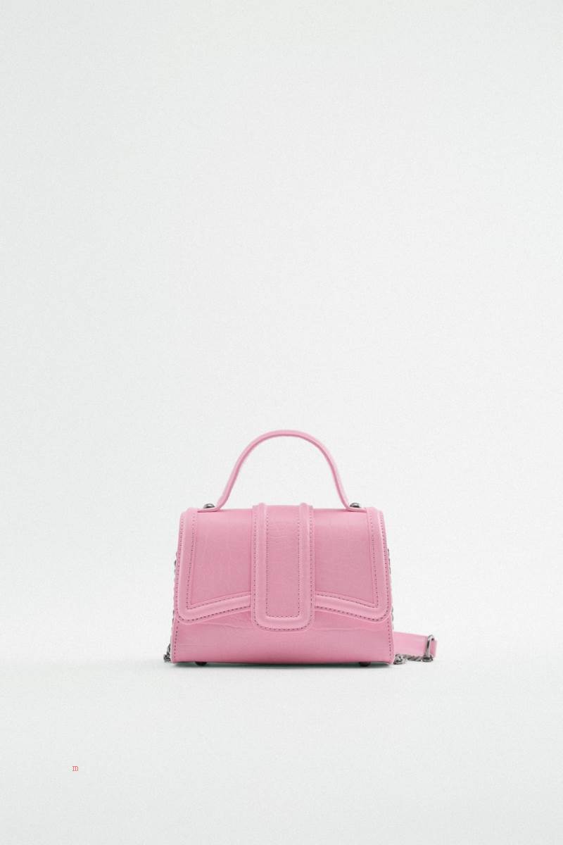 ZARA MINI CITY BAG Crossbody Väska Dam Rosa | FAYXM-3182